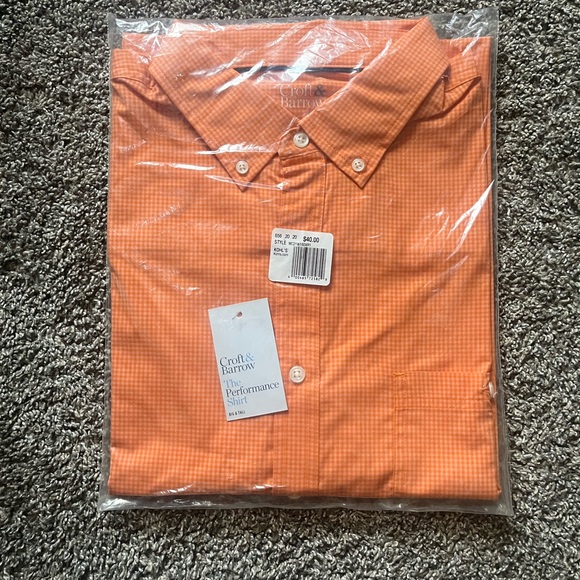 BRAND NEW Croft & Barrow Orange Button up Dress Shirt Size Tall XL - Picture 2 of 2